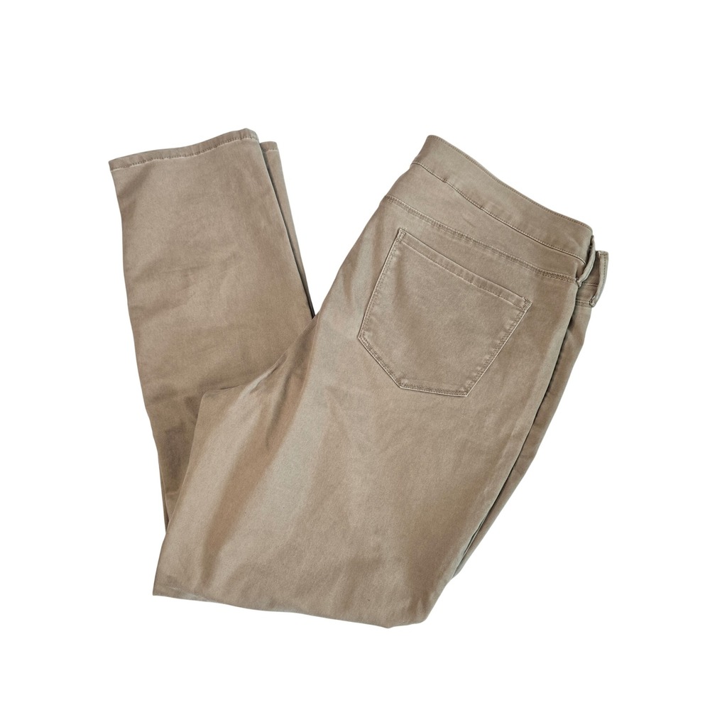 NYDJ Lift Tuck Pants Womens 18 Tan Beige Cotton Stretch Skinny Zipper Pockets
